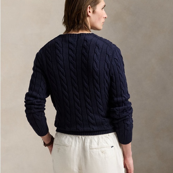 Polo Ralph Lauren Cable-Knit Cotton Jumper Sweater in Hunter Navy - Picture 2 of 12